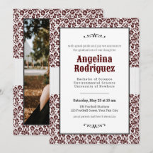 Aggie Maroon Floral Damask Foto Afstuderen