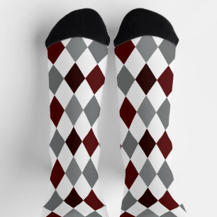 Aggie Maroon & Gray Argyle Pattern Socks Sokken