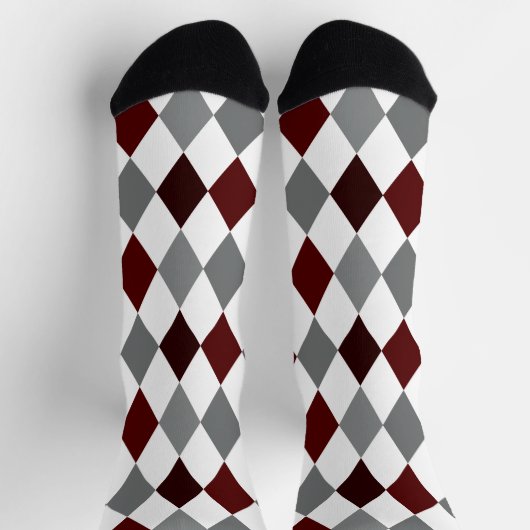 Aggie Maroon & Gray Argyle Pattern Socks Sokken (Top)