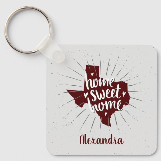 Aggie Maroon Home Sweet Home Texas Sleutelhanger (Voorkant)