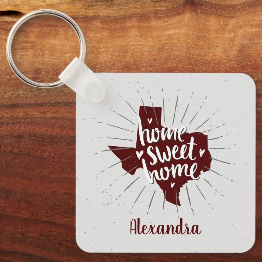 Aggie Maroon Home Sweet Home Texas Sleutelhanger (Voorkant)