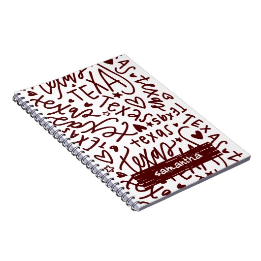 Aggie Maroon Texas Doodle Pattern Notitieboek (Rechterzijde)