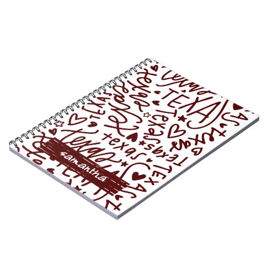 Aggie Maroon Texas Doodle Pattern Notitieboek (Linkerzijde)
