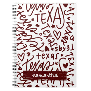 Aggie Maroon Texas Doodle Pattern Notitieboek