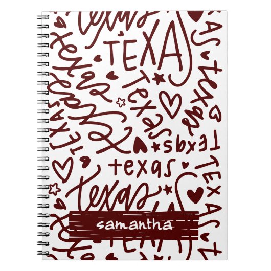 Aggie Maroon Texas Doodle Pattern Notitieboek (Voorkant)