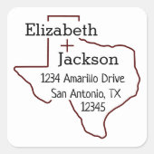 Aggie Maroon Texas Silhouette Couple Address Label (Voorkant)