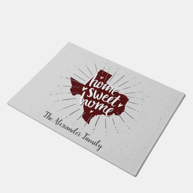 Aggies Maroon Home Sweet Home - Texas Deurmat (Schuin)