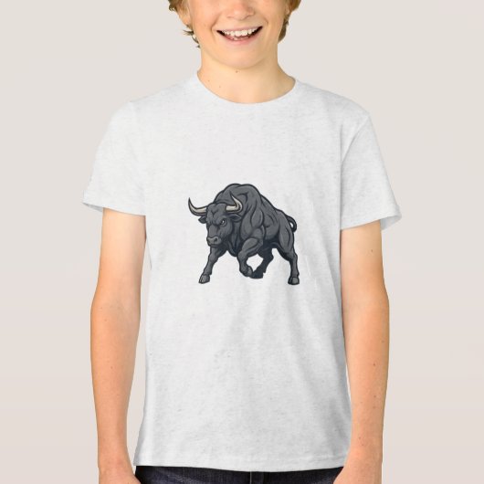 Aggressief Power Stier Ontwerp Tri-Blend Shirt (Voorkant)