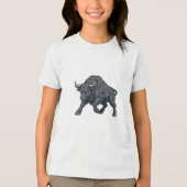 Aggressief Power Stier Ontwerp Tri-Blend Shirt (Voorkant)