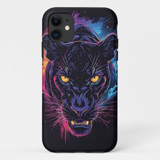 Aggressieve panterkunst in neonkleuren Case-Mate iPhone case (Achterkant)
