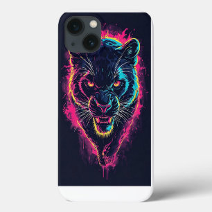 Aggressieve panterkunst in neonkleuren Case-Mate iPhone case
