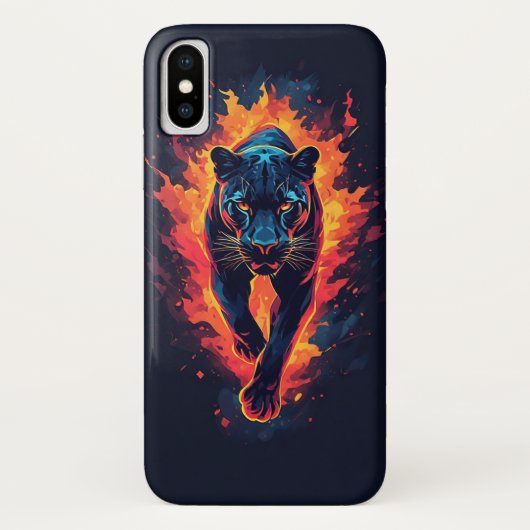 Aggressieve panterkunst in neonkleuren Case-Mate iPhone case (Achterkant)