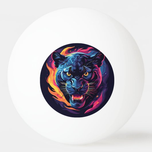 Aggressieve panterkunst in neonkleuren pingpongbal (Voorkant)