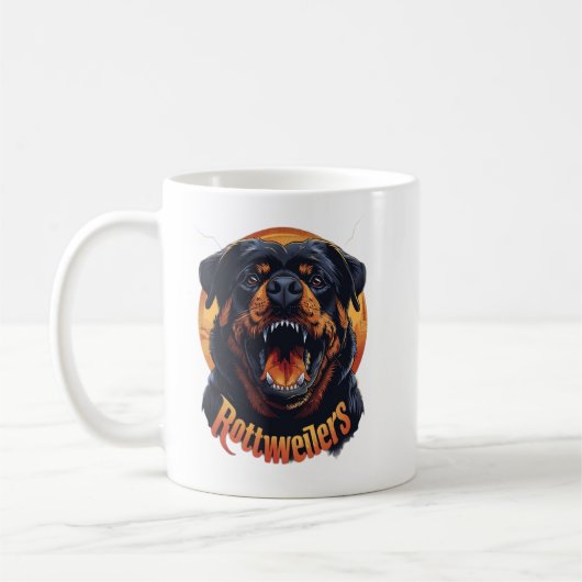Aggressieve Rottweiler-hondkunst koffiemok - Fel  (Links)