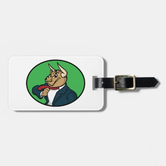 Aggressive Bull in Business Suit Bagagelabel (Voorkant horizontaal)