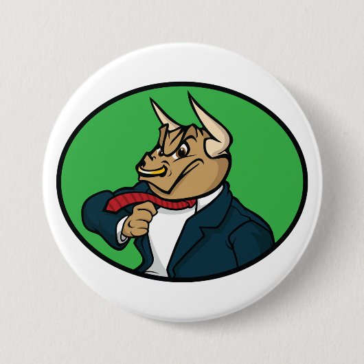 Aggressive Bull in Business Suit Ronde Button 7,6 Cm (Voorkant)