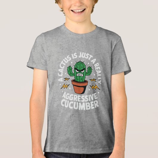 Aggressive Komkommer – Grappige Cactusgrap Tri-Blend Shirt (Voorkant)
