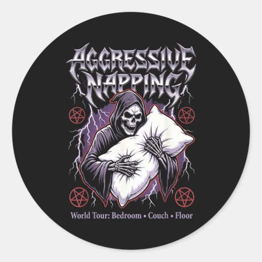 Aggressive Napng Funny Heavy Metal Grim Reaper Sle Ronde Sticker (Voorkant)