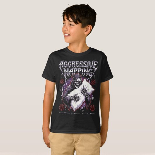 Aggressive Napng Funny Heavy Metal Grim Reaper Sle T-shirt (Voorkant volledig)
