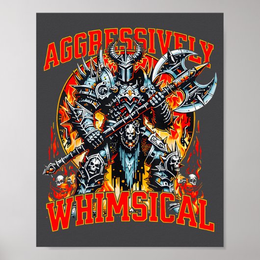 Aggressively Whimsical Dark Fantasy Warrior Battle Poster (Voorkant)