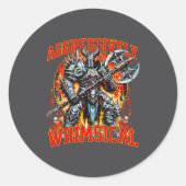 Aggressively Whimsical Dark Fantasy Warrior Battle Ronde Sticker (Voorkant)