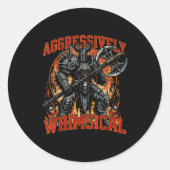 Aggressively Whimsical Dark Fantasy Warrior Battle Ronde Sticker (Voorkant)