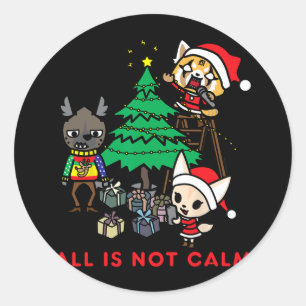 Aggretsuko Alles is niet rustig Kerstmis T- Ronde Sticker