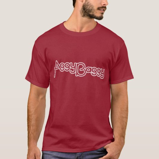 AggyBaggy mannen logo wit op donker t-shirt (Voorkant)
