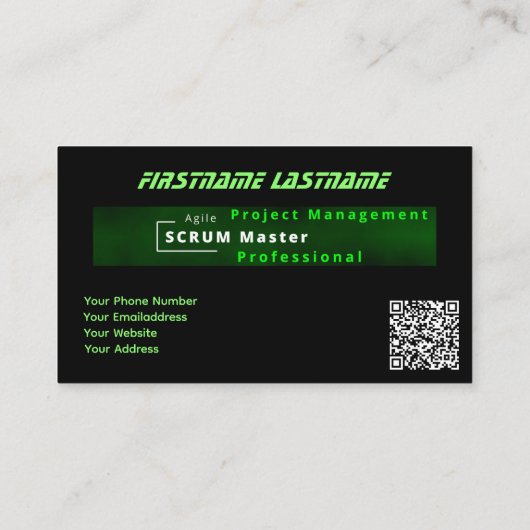 Agile Scrum Master voor agile projectbeheer Visitekaartje (Achterkant)