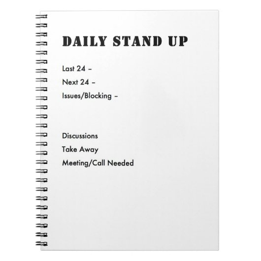 Agile stand-up notities notitieboek (Voorkant)