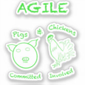 Agile, varkens en kippen software teams sticker (Voorkant)