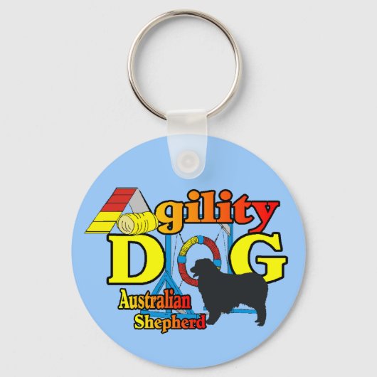 Agility Australian Shepherd Gifts Sleutelhanger (Voorkant)