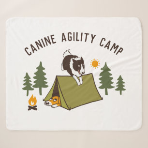 Agility Dog Cute Border Collie Camp Custom Sherpa Deken