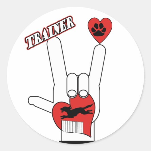 AGILITY DOG TRAINER - ASL SIGN IK HOOR VAN U RONDE STICKER (Voorkant)