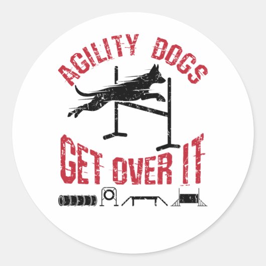 Agility Dogs krijgen er overheen Ronde Sticker (Voorkant)