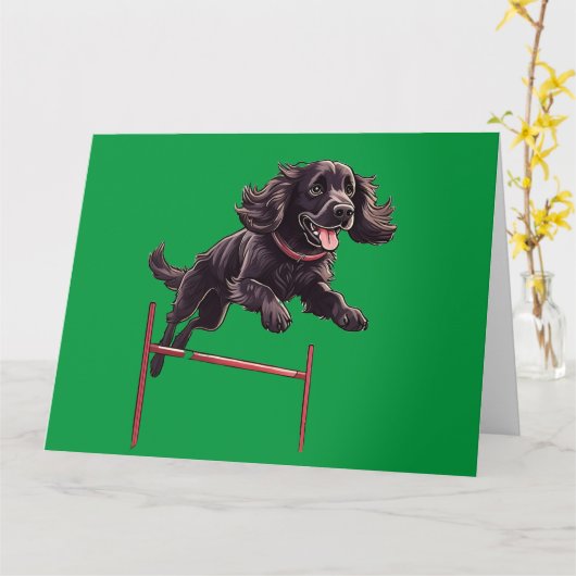 Agility Spaniel Gevouwen Wenskaart Kaart (Gele Bloem)