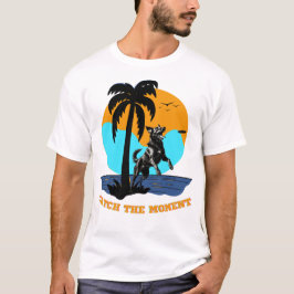Agility Summer Vibes: Retro Sunset Jumping Dog Ar T-shirt