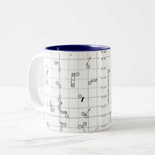 Agility Themed Course Map Mug Tweekleurige Koffiemok (Voorkant links)