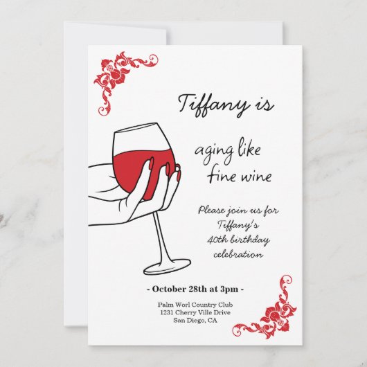 Aging Like Fine Wine Birthday Party Kaart (Voorkant)