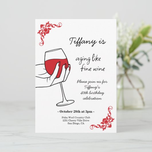 Aging Like Fine Wine Birthday Party Kaart (Staand voorkant)