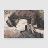 Aging Pianist With Swirling Notes Decoupage Tissuepapier (Voorkant)