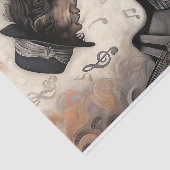 Aging Pianist With Swirling Notes Decoupage Tissuepapier (Detail)