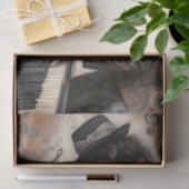 Aging Pianist With Swirling Notes Decoupage Tissuepapier (Geschenk)