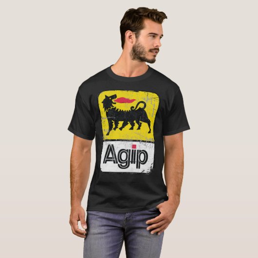 AGIP Smeermiddelen Logo 1968 - 1998 Verdrukte vers T-shirt (Voorkant volledig)