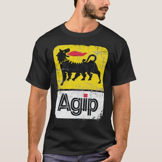 AGIP Smeermiddelen Logo 1968 - 1998 Verdrukte vers T-shirt (Voorkant)