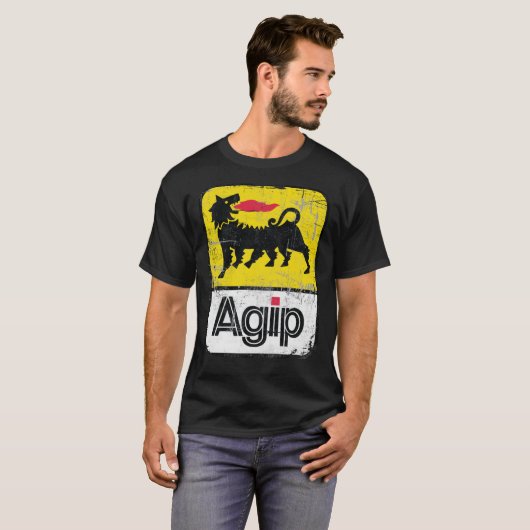 AGIP Smeermiddelen Logo 1968 - 1998 Verdrukte vers T-shirt (Voorkant volledig)