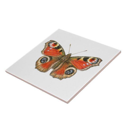 Aglais io - Peacock Butterfly Ceramic Tegeltje (Zijkant)
