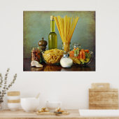 aglio, olio e peperoncino (knoflook, olie en Spaan Poster (Keuken)