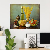 aglio, olio e peperoncino (knoflook, olie en Spaan Poster (Thuiskantoor)