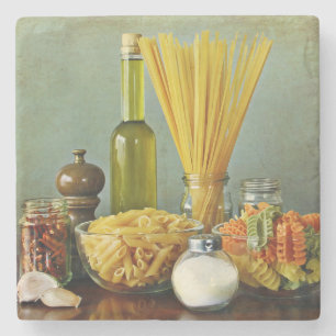aglio, olio e peperoncino (knoflook, olie en Spaan Stenen Onderzetter